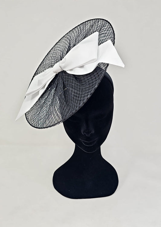 Black & White Bow Weave Disc Hairband Fascinator