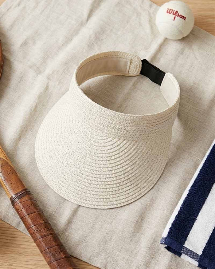 BLACK WOVEN STRAW SUN VISOR