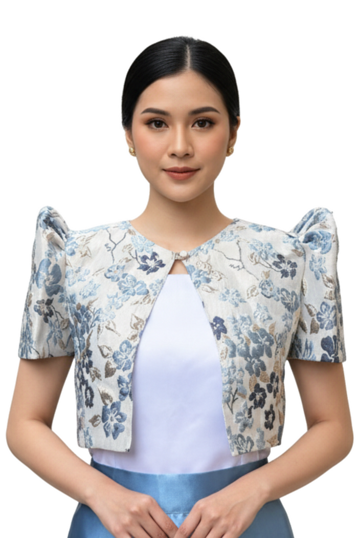 Blue Brocade Modern Filipiniana Bolero
