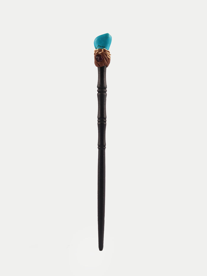 Blue Howlite Gemstone Hairpin | Black wood-Image 1