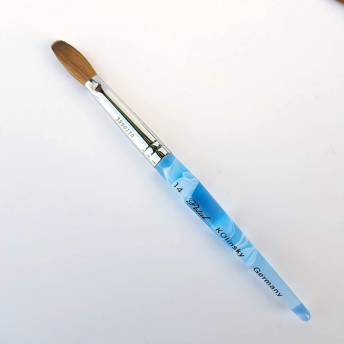 Blue Marble Petal Kolinsky Acrylic Manicure Powder Nail Brush (CRIMPED)