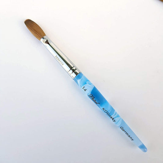 Blue Marble Petal Kolinsky Acrylic Manicure Powder Nail Brush (CRIMPED)