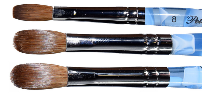 Blue Marble Petal Kolinsky Acrylic Manicure Powder Nail Brush (CRIMPED)