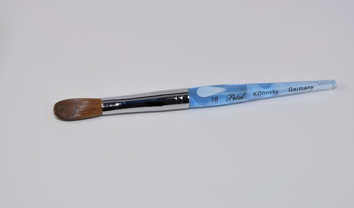 Blue Marble Petal Kolinsky Acrylic Manicure Powder Nail Brush (CRIMPED)