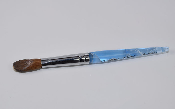 Blue Marble Petal Kolinsky Acrylic Manicure Powder Nail Brush (CRIMPED)