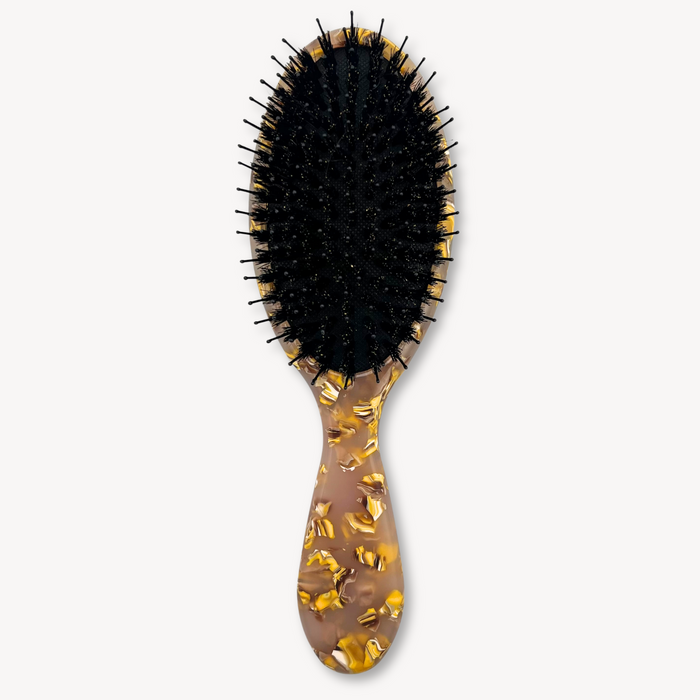 Boar Hair & Nylon Bristle Brush - Pink and Yellow