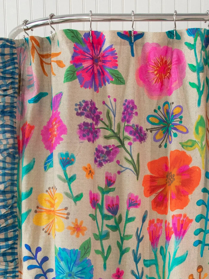 Boho Shower Curtain - Rainbow Garden Cream-view 2