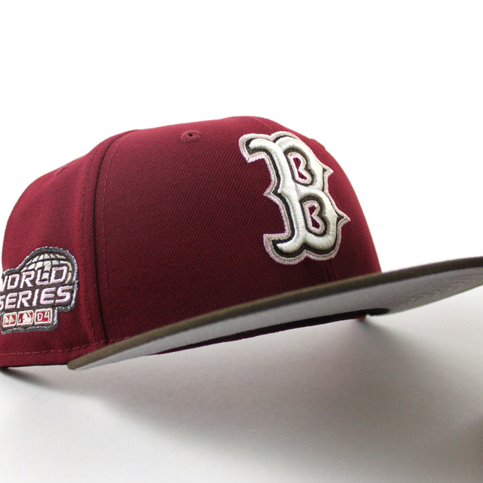 Boston Red Sox 2004 World Series New Era 59Fifty Fitted Hat (Cardinal Red Walnut Gray Under Brim)