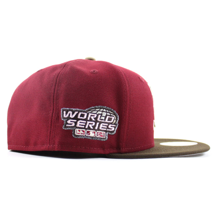 Boston Red Sox 2004 World Series New Era 59Fifty Fitted Hat (Cardinal Red Walnut Gray Under Brim)