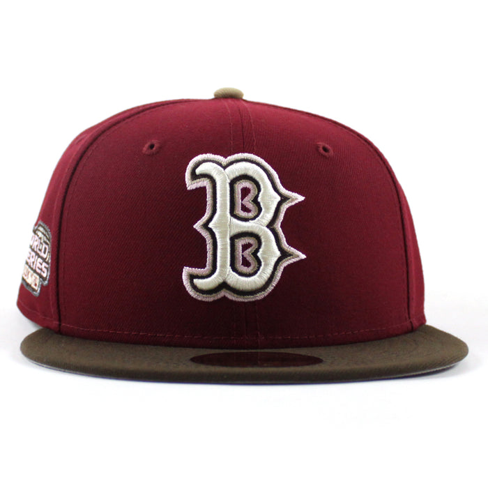 Boston Red Sox 2004 World Series New Era 59Fifty Fitted Hat (Cardinal Red Walnut Gray Under Brim)
