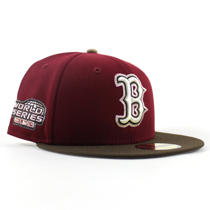 Boston Red Sox 2004 World Series New Era 59Fifty Fitted Hat (Cardinal Red Walnut Gray Under Brim)