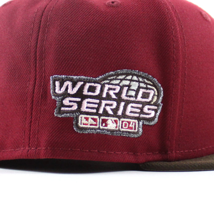 Boston Red Sox 2004 World Series New Era 59Fifty Fitted Hat (Cardinal Red Walnut Gray Under Brim)