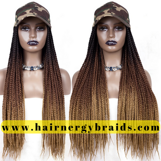 Braided Hat Wig | Summer Hat | Baseball Hat Braid Cap - Black Baseball Hat + C14 Braids