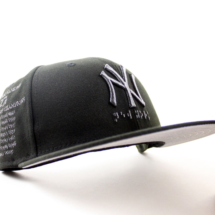 Braille New York Yankees 27 Years New Era 59Fifty Fitted Hat (Black Gray Under Brim)