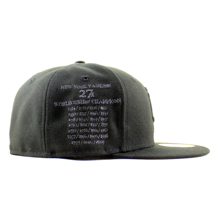Braille New York Yankees 27 Years New Era 59Fifty Fitted Hat (Black Gray Under Brim)