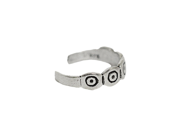 Bullseye Toe Ring - Sterling Silver Adjustable Jewelry side view