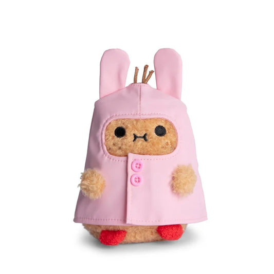 Bunny Boots - Pink Raincoat Ricespud Mini Sitting Plush Toy - Front Cut