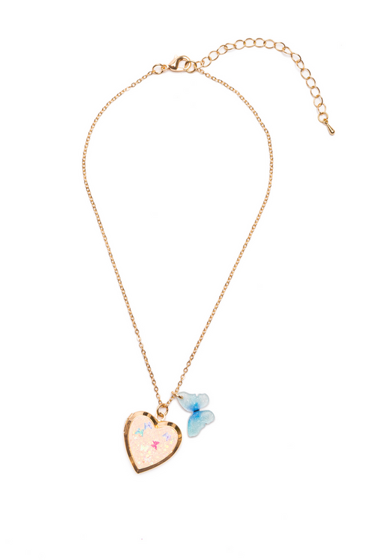 Butterfly Heart Locket Necklace-Retail-Great Pretenders USA