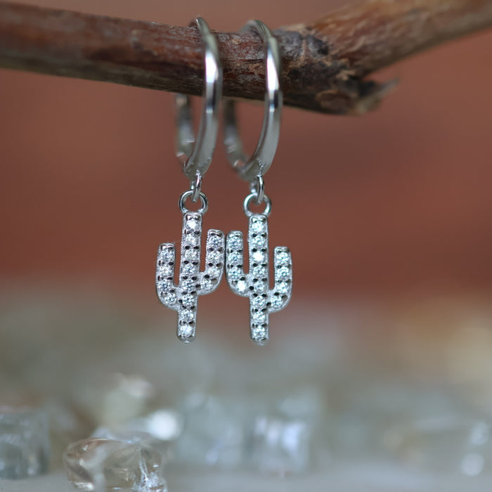 Cactus Sparkle Hoop Earrings