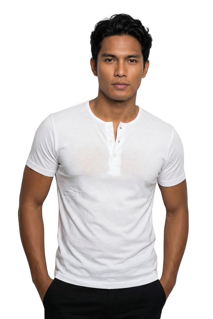 White Short Sleeved Camisa De Chino