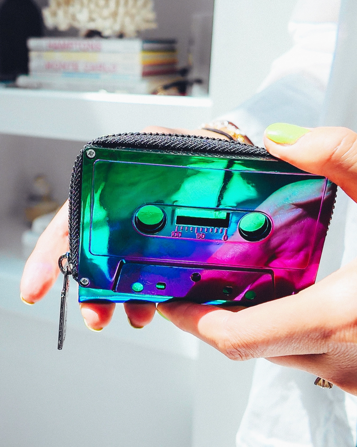 Electro black cassette tape wallet by Fydelity sold by Le Monkey House