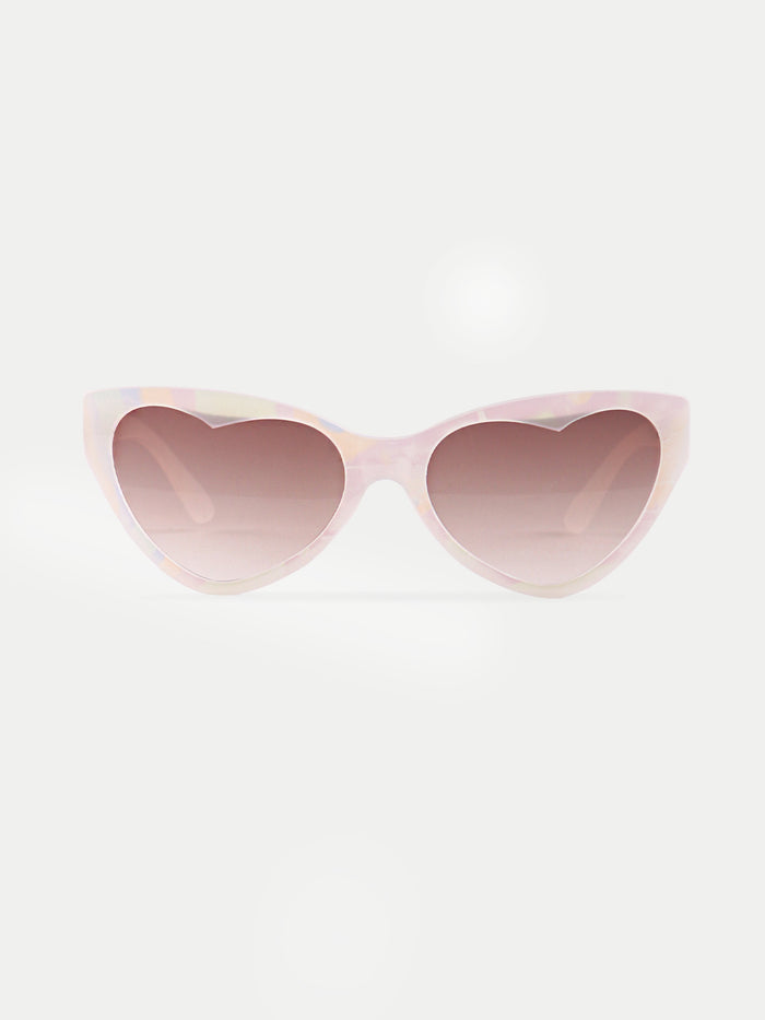 Cateye Heart Lense Sunglasses | White-Image 1