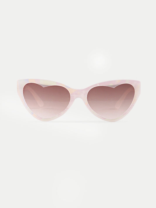 Cateye Heart Lense Sunglasses | White-Image 1