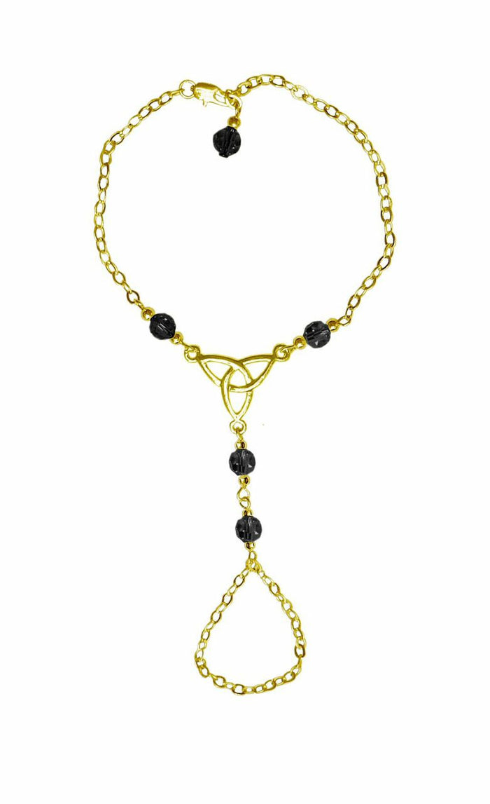 Gold Celtic Eternity Finger Bracelet - Adjustable Symbolic Jewelry front view