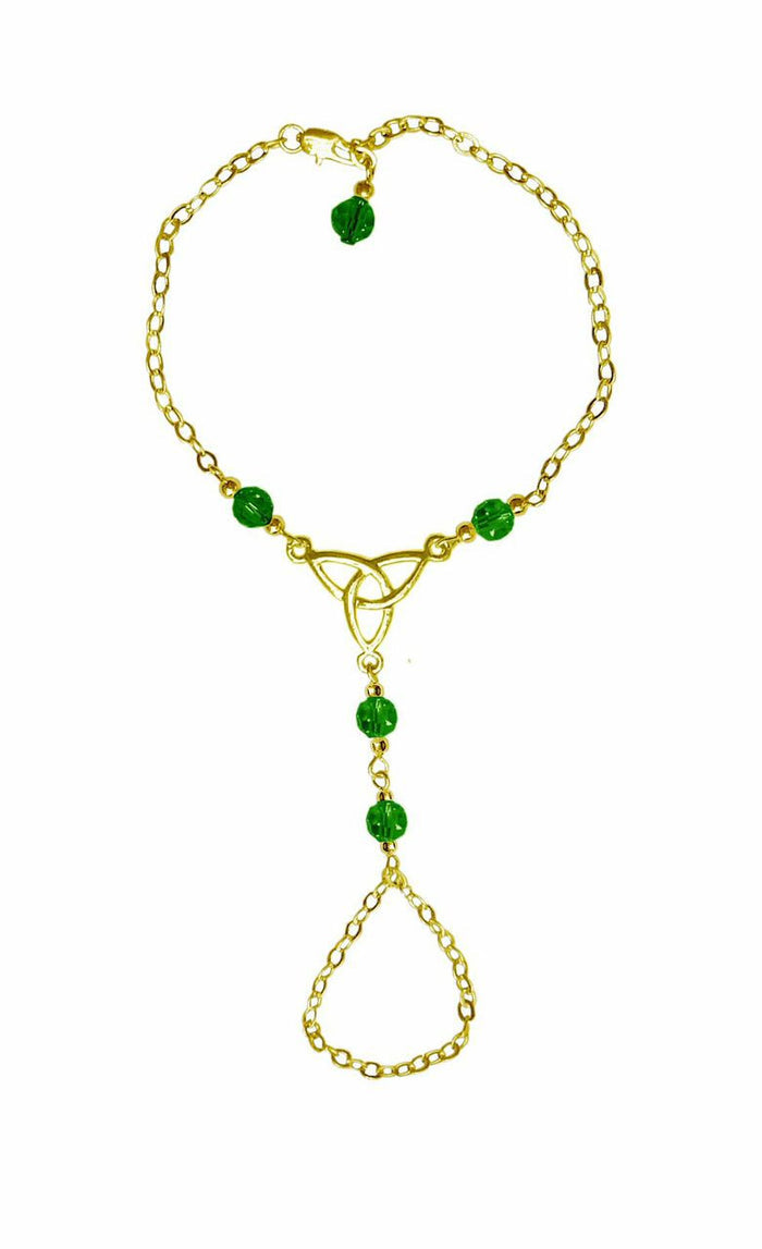 Gold Celtic Eternity Finger Bracelet - Adjustable Symbolic Jewelry front view