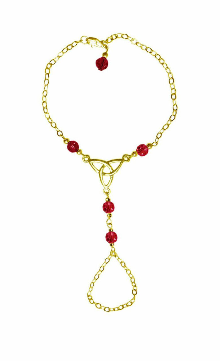Gold Celtic Eternity Finger Bracelet - Adjustable Symbolic Jewelry front view