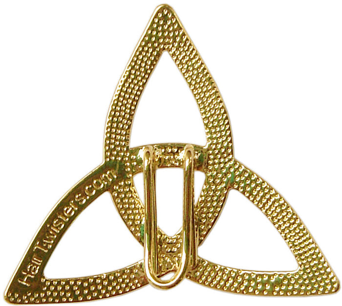 Celtic Eternity Knot Hair Hook - Gold Ponytail Holder for Women back view