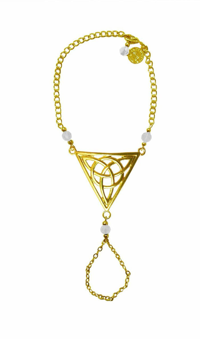 Celtic Triangle Finger Bracelet – Symbolic Boho Jewelry front view
