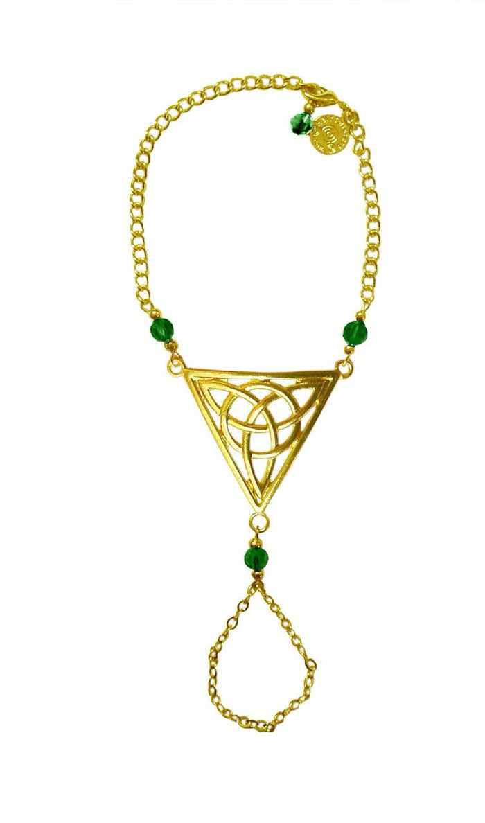 Celtic Triangle Finger Bracelet – Symbolic Boho Jewelry front view
