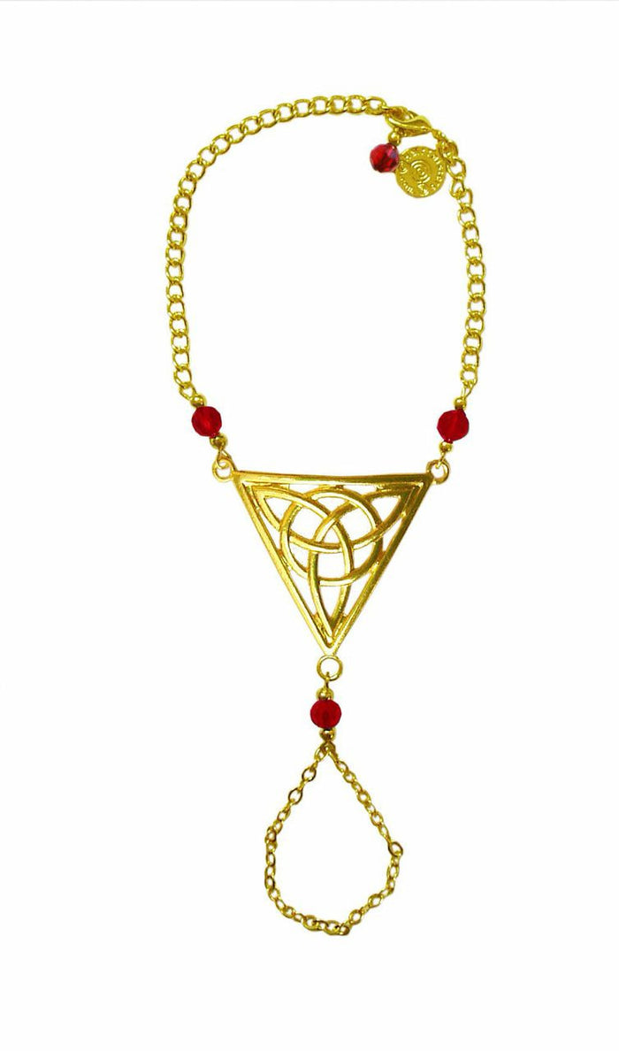Celtic Triangle Finger Bracelet – Symbolic Boho Jewelry front view