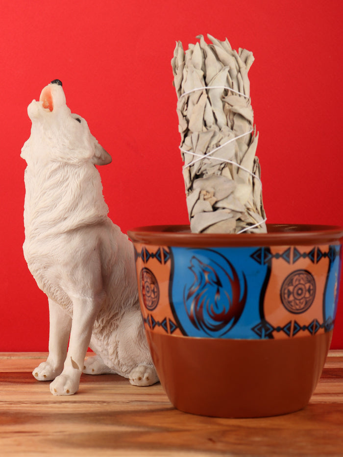 Ceramic Smudge Pot - Large Wolf | One Colour-Image 1