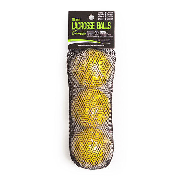 Champion Sports NOCSAE Lacrosse Ball Set of 3 Equipment CHAMPION SPORTS Set of 3 Yellow