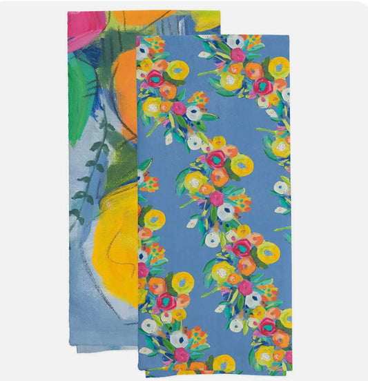 Cheerful Blossoms Tea Towel Set of 2