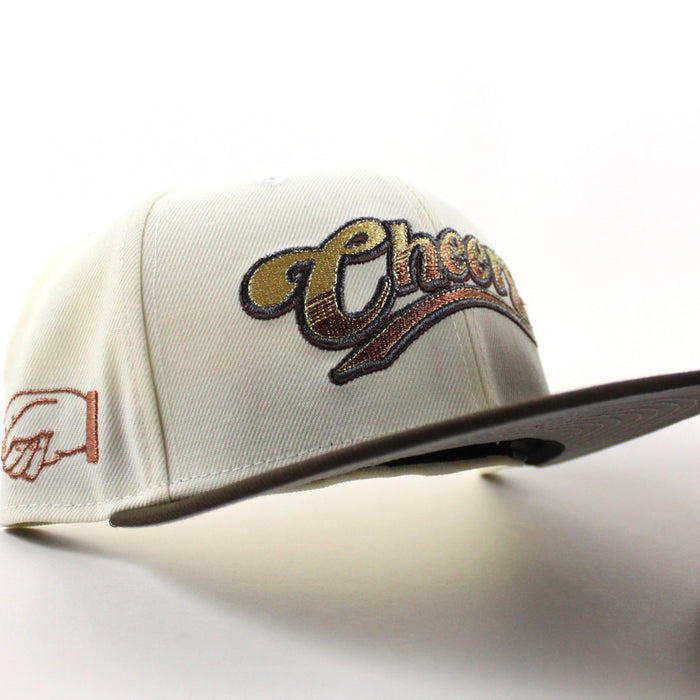CHEERS New Era 59Fifty Fitted Hat (Chrome White Walnut Brown Gray Under Brim)