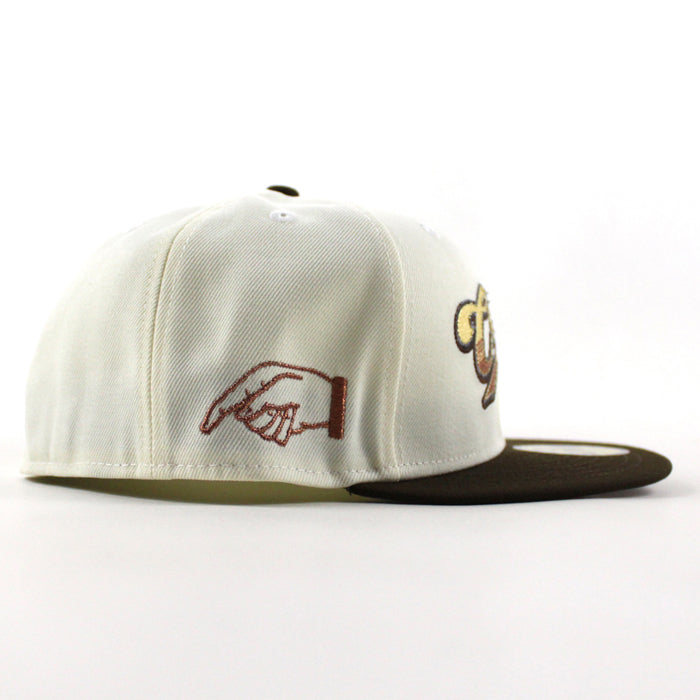CHEERS New Era 59Fifty Fitted Hat (Chrome White Walnut Brown Gray Under Brim)