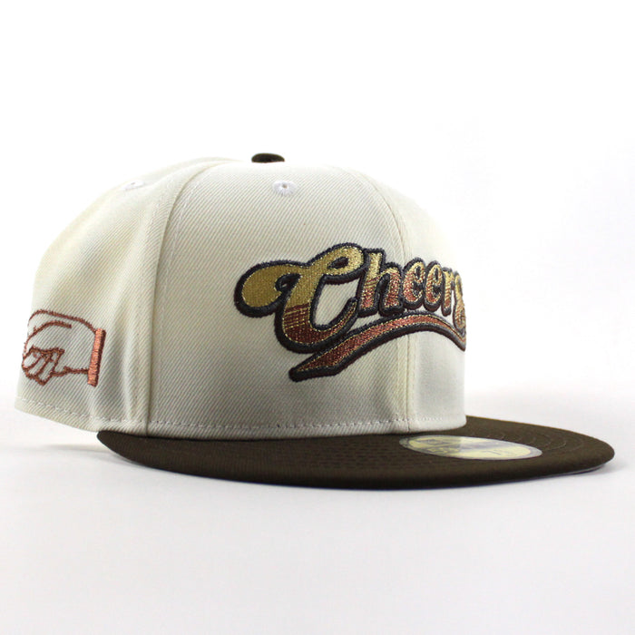 CHEERS New Era 59Fifty Fitted Hat (Chrome White Walnut Brown Gray Under Brim)
