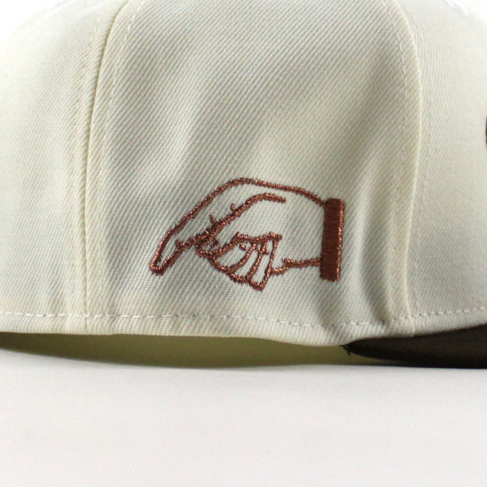 CHEERS New Era 59Fifty Fitted Hat (Chrome White Walnut Brown Gray Under Brim)