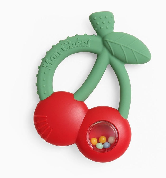 Cherries Bitzy Shake Silicone Teether with Rattle