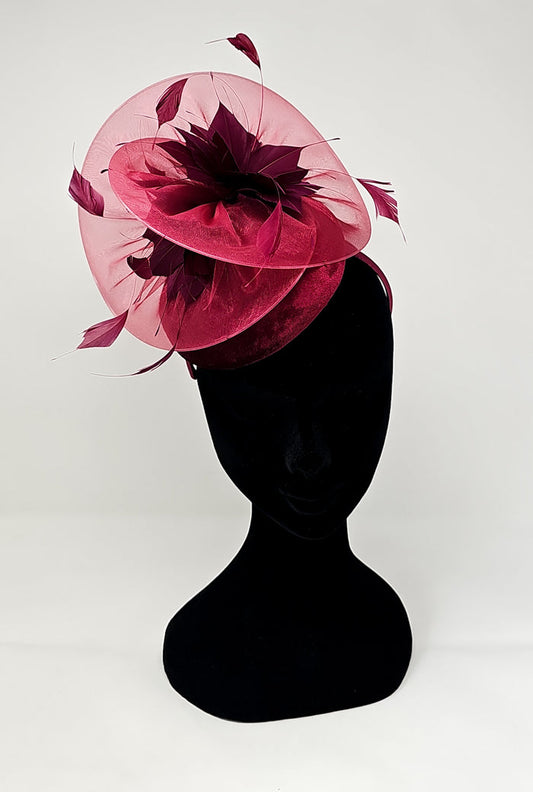 Cherry Red Organza & Velvet Hairband Fascinator
