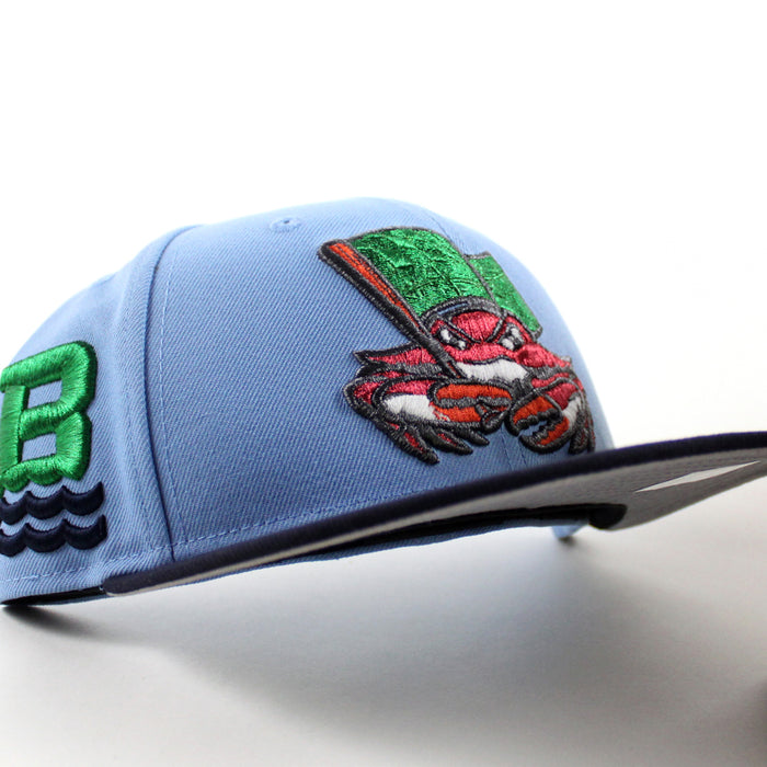 Chesapeake Baysox Waves Patch New Era 59Fifty Fitted Hat (Sky Blue Navy Gray Under Brim)
