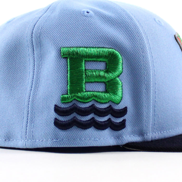Chesapeake Baysox Waves Patch New Era 59Fifty Fitted Hat (Sky Blue Navy Gray Under Brim)