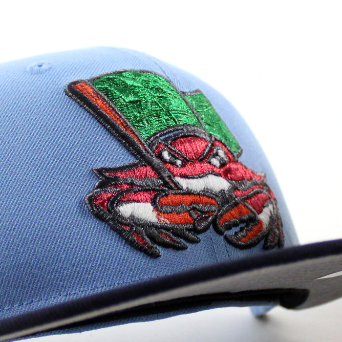 Chesapeake Baysox Waves Patch New Era 59Fifty Fitted Hat (Sky Blue Navy Gray Under Brim)