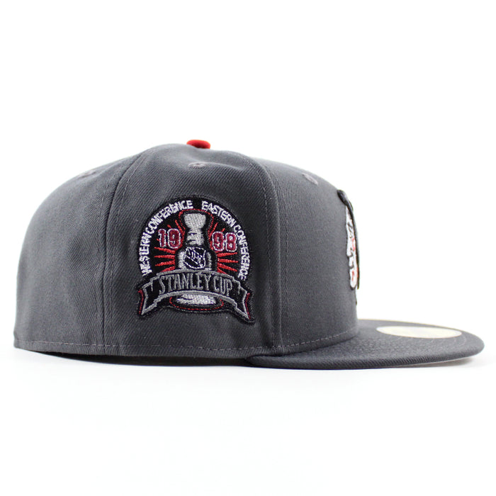 Chicago Blackhawks 1998 Stanley Cup New Era 59Fifty Fitted Hat (Dark Graphite Gray Under brim)