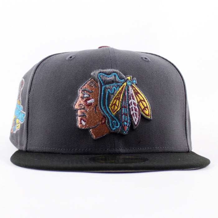 Chicago Blackhawks 2010 Stanley Cup Champions New Era 59Fifty Fitted Hat (Graphite Black Gray Under brim)