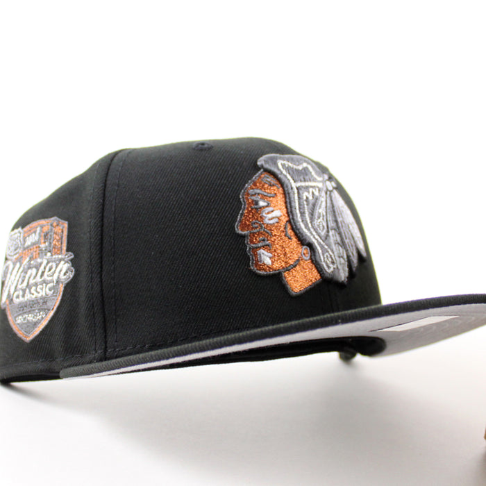 Chicago Blackhawks 2014 Winter Classic Patch New Era 59Fifty Fitted Hat (Black Gray Under brim)