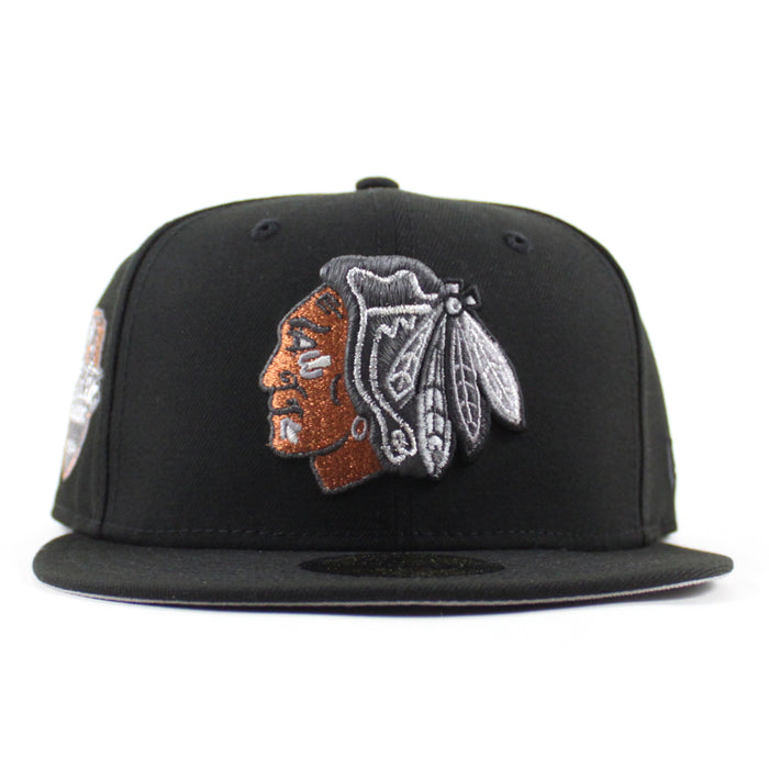 Chicago Blackhawks 2014 Winter Classic Patch New Era 59Fifty Fitted Hat (Black Gray Under brim)
